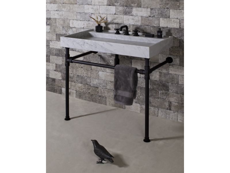 Ventus Bath Sink with Faucet Deck  paired with Elemental Classic Legs with Crossbar